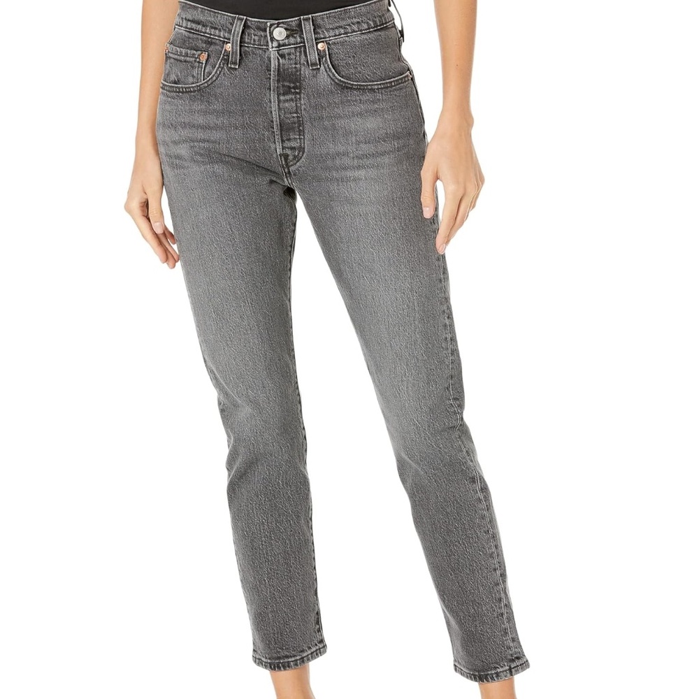LEVI'S - washed black 501 Skinny Stretch Crop Jeans
